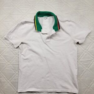 KENZO Paris Vintage white Polo shirt w/ rainbow collar size L